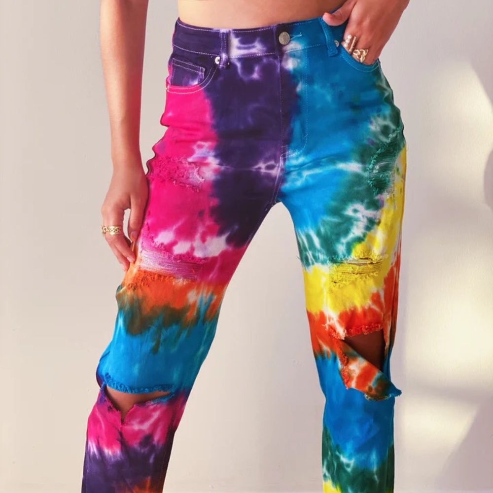 American Bazi Funky Tie-Dye Boyfriend Jeans Size L